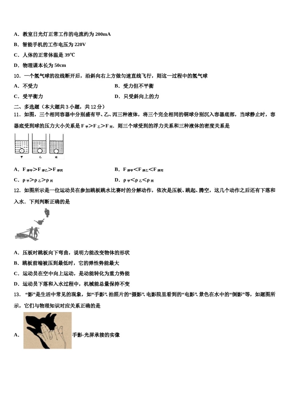 2023-2024学年山东聊城市阳谷实验中学中考物理模拟预测题含解析.doc_第3页