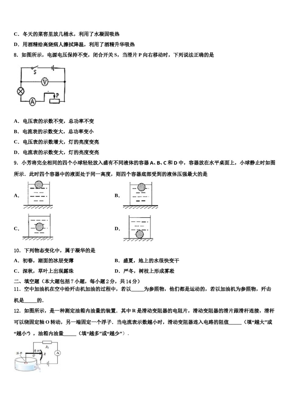 2023-2024学年山东青岛城阳区五校联考中考物理全真模拟试题含解析.doc_第3页