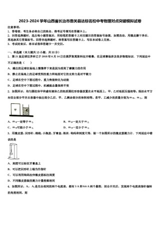 2023-2024学年山西省长治市壶关县达标名校中考物理对点突破模拟试卷含解析.doc