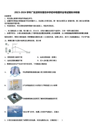 2023-2024学年广东深圳市莲花中学初中物理毕业考试模拟冲刺卷含解析.doc