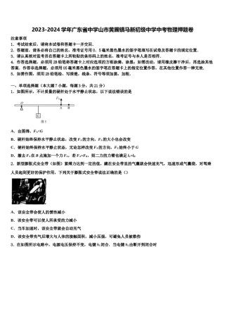 2023-2024学年广东省中学山市黄圃镇马新初级中学中考物理押题卷含解析.doc