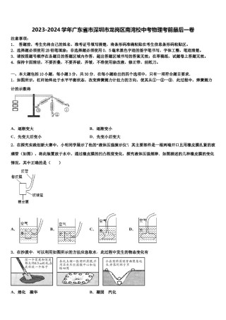 2023-2024学年广东省市深圳市龙岗区南湾校中考物理考前最后一卷含解析.doc