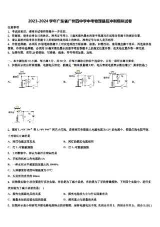 2023-2024学年广东省广州四中学中考物理最后冲刺模拟试卷含解析.doc
