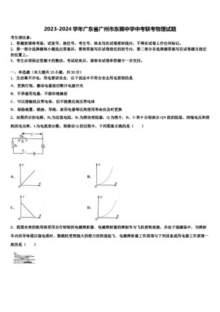 2023-2024学年广东省广州市东圃中学中考联考物理试题含解析.doc