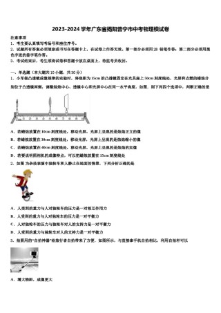 2023-2024学年广东省揭阳普宁市中考物理模试卷含解析.doc