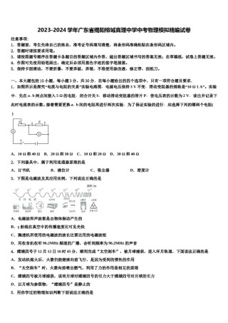 2023-2024学年广东省揭阳榕城真理中学中考物理模拟精编试卷含解析.doc