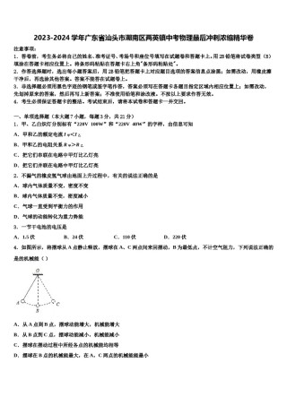 2023-2024学年广东省汕头市潮南区两英镇中考物理最后冲刺浓缩精华卷含解析.doc