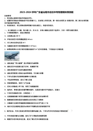 2023-2024学年广东省汕尾市名校中考物理模拟预测题含解析.doc