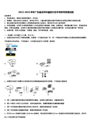 2023-2024学年广东省深圳市福田片区中考联考物理试题含解析.doc