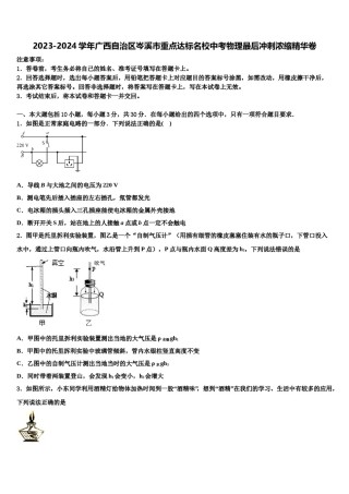 2023-2024学年广西自治区岑溪市重点达标名校中考物理最后冲刺浓缩精华卷含解析.doc
