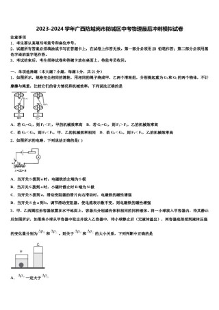 2023-2024学年广西防城岗市防城区中考物理最后冲刺模拟试卷含解析.doc