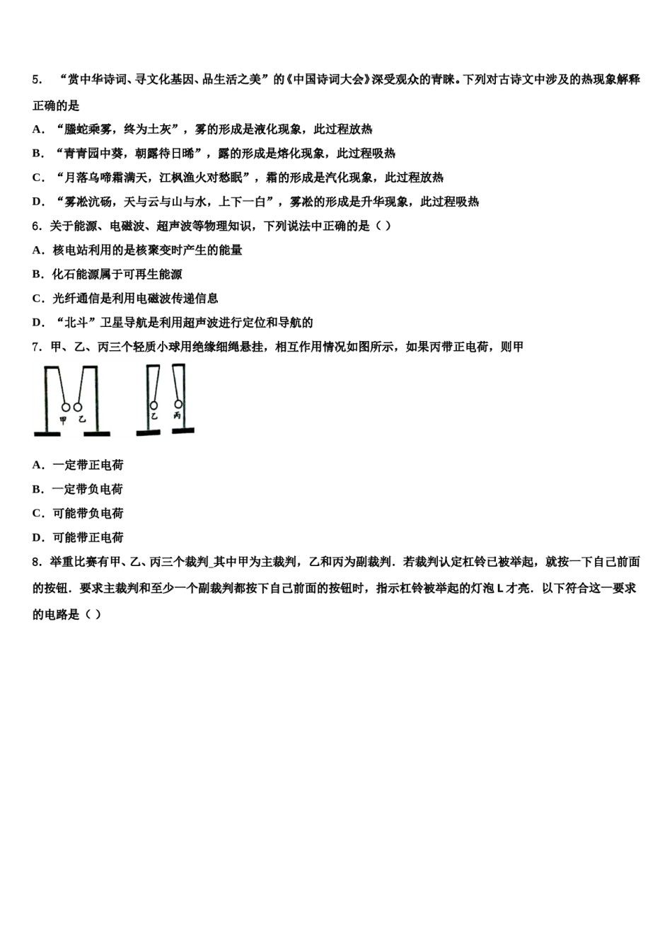 2023-2024学年江苏省徐州市区联校中考物理全真模拟试卷含解析.doc_第2页