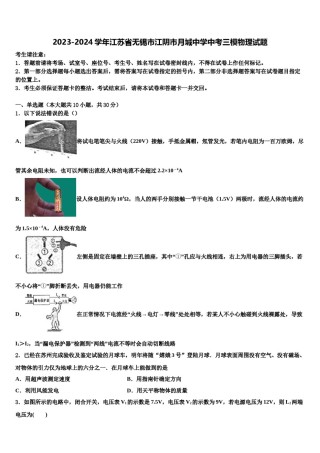 2023-2024学年江苏省无锡市江阴市月城中学中考三模物理试题含解析.doc