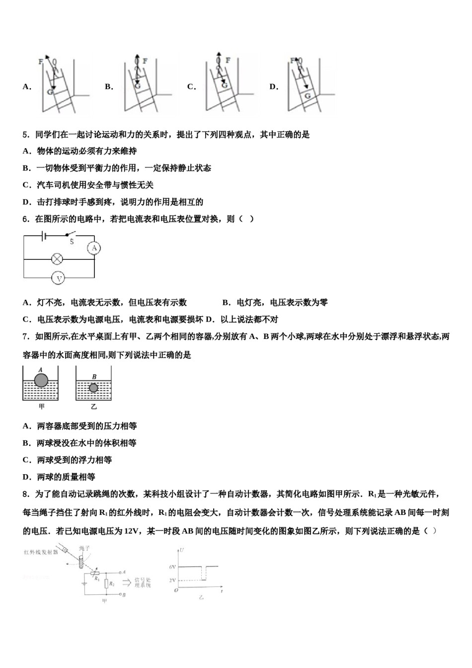 2023-2024学年江苏省泰州市高港区口岸实验校中考冲刺卷物理试题含解析.doc_第2页