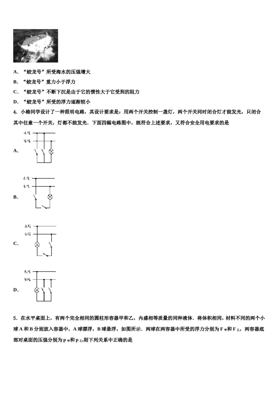 2023-2024学年江苏省泰州白马中学中考二模物理试题含解析.doc_第2页