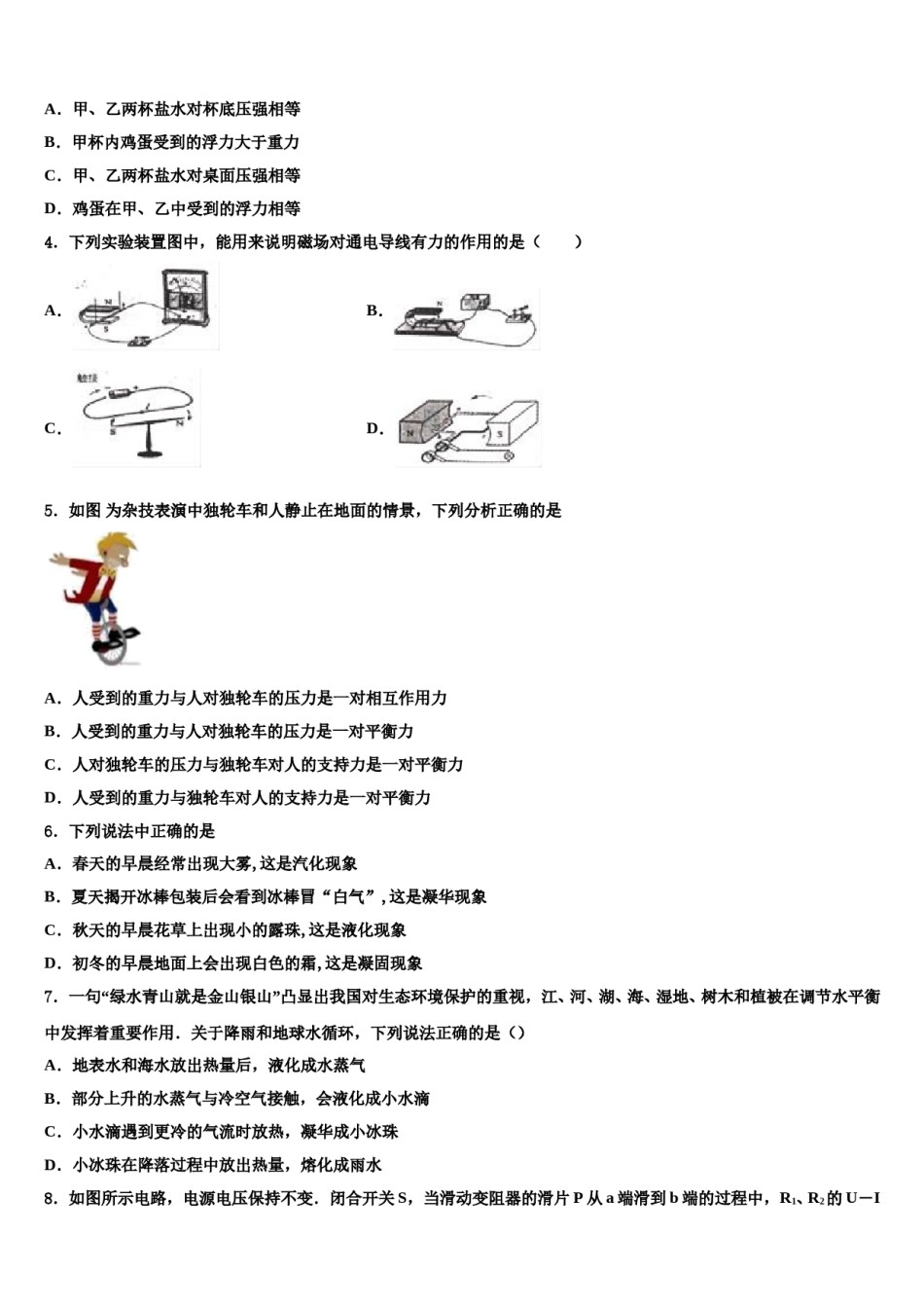 2023-2024学年江苏省海门市城北初级中学中考适应性考试物理试题含解析.doc_第2页