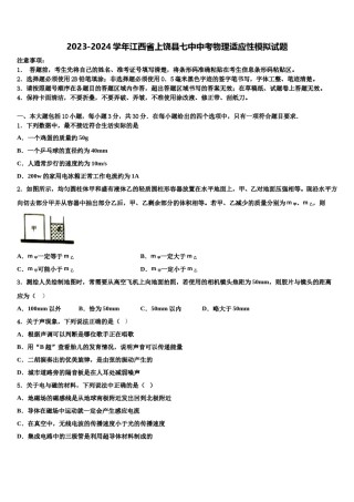 2023-2024学年江西省上饶县七中中考物理适应性模拟试题含解析.doc