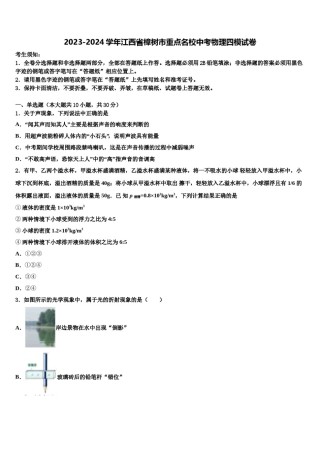 2023-2024学年江西省樟树市重点名校中考物理四模试卷含解析.doc