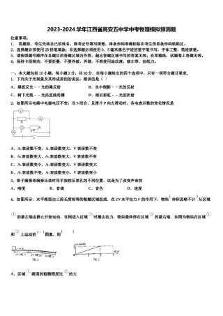 2023-2024学年江西省高安五中学中考物理模拟预测题含解析.doc