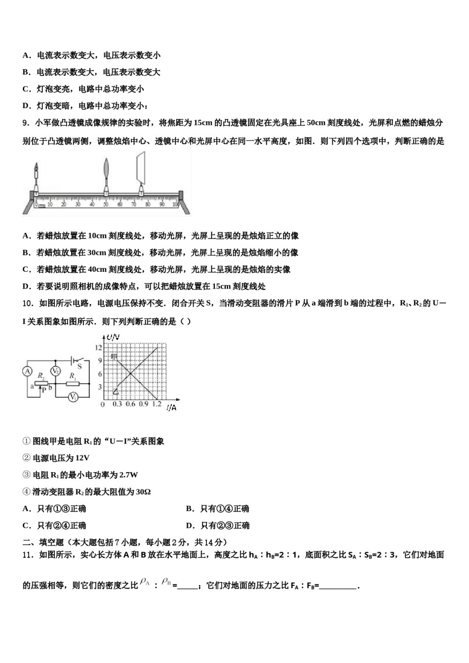 2023-2024学年河北省保定市雄县市级名校中考物理模拟精编试卷含解析.doc_第3页