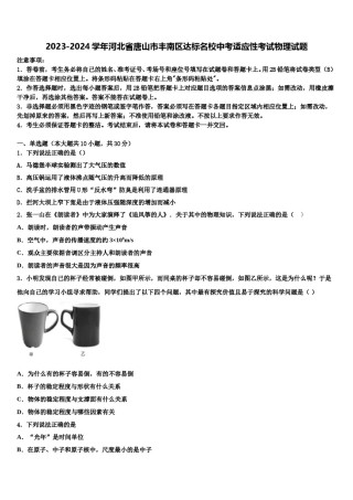 2023-2024学年河北省唐山市丰南区达标名校中考适应性考试物理试题含解析.doc