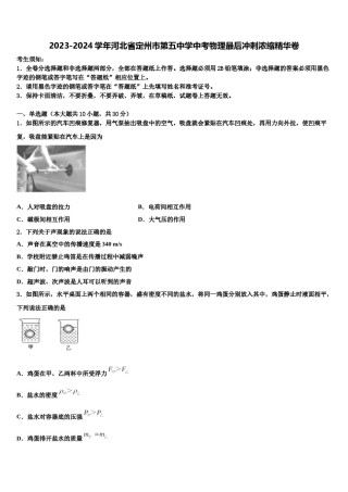 2023-2024学年河北省定州市第五中学中考物理最后冲刺浓缩精华卷含解析.doc