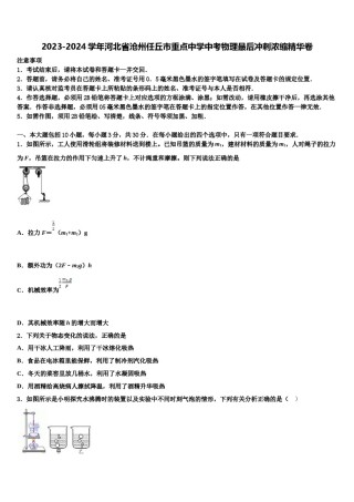 2023-2024学年河北省沧州任丘市重点中学中考物理最后冲刺浓缩精华卷含解析.doc