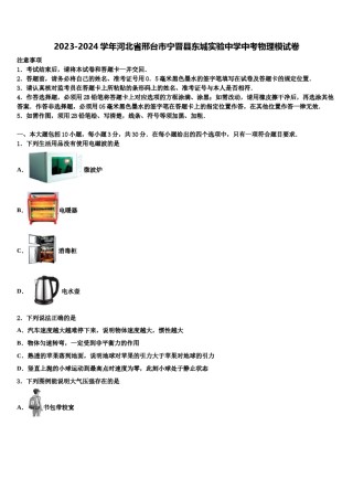 2023-2024学年河北省邢台市宁晋县东城实验中学中考物理模试卷含解析.doc