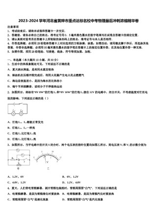 2023-2024学年河北省黄骅市重点达标名校中考物理最后冲刺浓缩精华卷含解析.doc