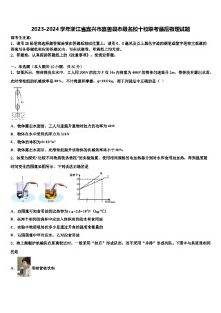 2023-2024学年浙江省嘉兴市嘉善县市级名校十校联考最后物理试题含解析.doc