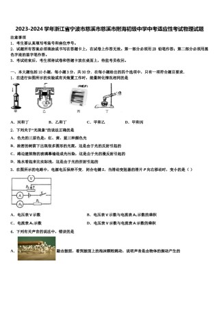 2023-2024学年浙江省宁波市慈溪市慈溪市附海初级中学中考适应性考试物理试题含解析.doc