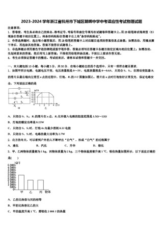 2023-2024学年浙江省杭州市下城区朝晖中学中考适应性考试物理试题含解析.doc
