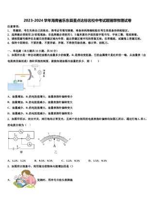 2023-2024学年海南省乐东县重点达标名校中考试题猜想物理试卷含解析.doc