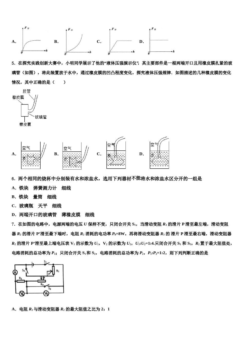 2023-2024学年湖北省咸宁市马桥中学中考物理押题试卷含解析.doc_第2页