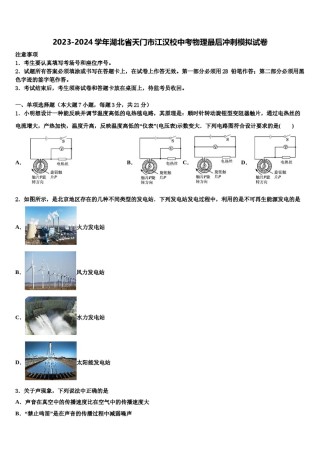 2023-2024学年湖北省天门市江汉校中考物理最后冲刺模拟试卷含解析.doc