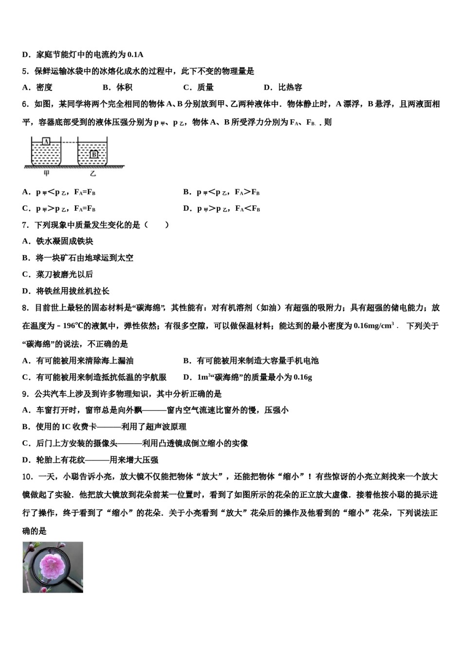 2023-2024学年湖北省广水市城郊街道办事处中学心中学中考物理押题卷含解析.doc_第2页