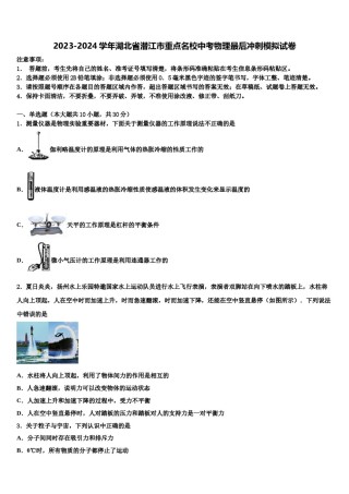 2023-2024学年湖北省潜江市重点名校中考物理最后冲刺模拟试卷含解析.doc