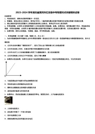 2023-2024学年湖北省黄冈市红安县中考物理对点突破模拟试卷含解析.doc