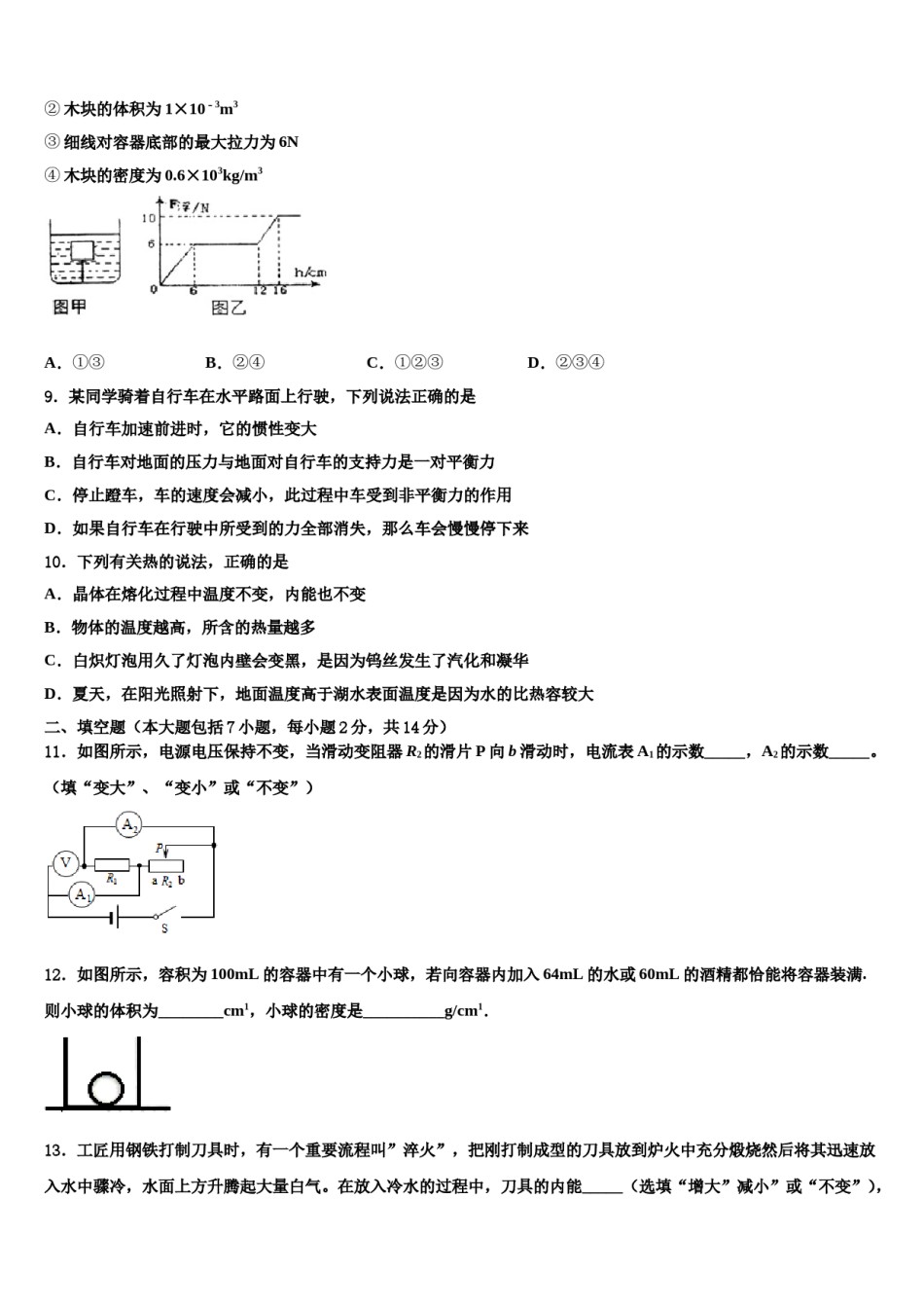 2023-2024学年湖北省黄石市协作体重点名校中考物理考前最后一卷含解析.doc_第3页
