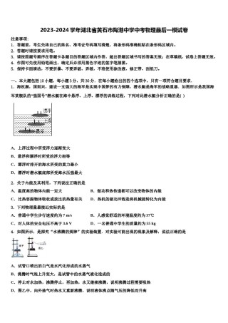 2023-2024学年湖北省黄石市陶港中学中考物理最后一模试卷含解析.doc