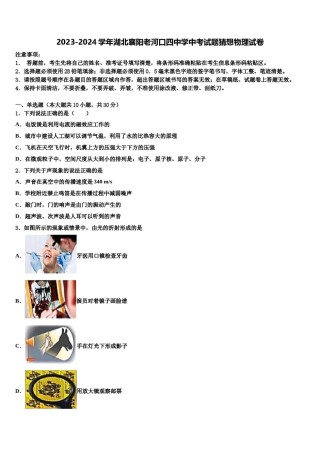 2023-2024学年湖北襄阳老河口四中学中考试题猜想物理试卷含解析.doc