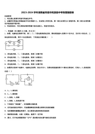 2023-2024学年湖南省常德市桃源县中考物理猜题卷含解析.doc