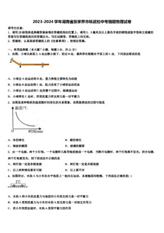 2023-2024学年湖南省张家界市铄武校中考猜题物理试卷含解析.doc