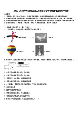 2023-2024学年湖南省洪江市市级名校中考物理考试模拟冲刺卷含解析.doc