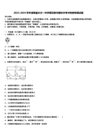 2023-2024学年湖南省长沙一中学雨花新华都校中考冲刺卷物理试题含解析.doc