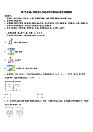 2023-2024学年烟台市重点达标名校中考物理猜题卷含解析.doc