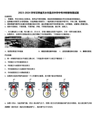 2023-2024学年甘肃省天水市重点中学中考冲刺卷物理试题含解析.doc