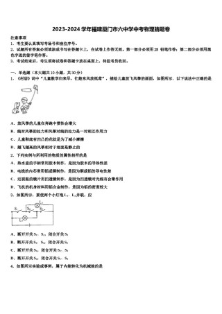 2023-2024学年福建厦门市六中学中考物理猜题卷含解析.doc
