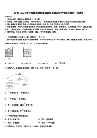 2023-2024学年福建省泉州市德化县市级名校中考物理最后一模试卷含解析.doc