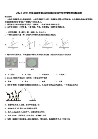 2023-2024学年福建省莆田市城厢区砺成中学中考物理四模试卷含解析.doc